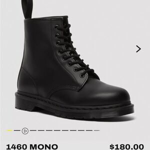 Dr martens 1460 MONO black Smooth Leather Lace Up Boots 10
